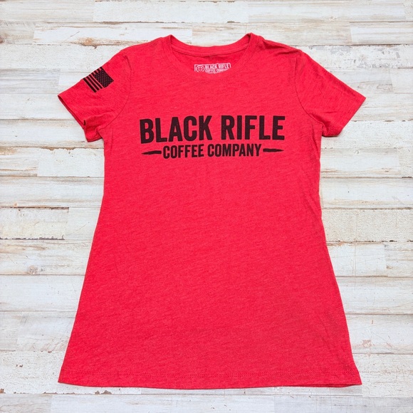 Black Rifle Coffee Company Tops - Black Rifle Coffee Shirt Women's Medium Red USA Flag Short Sleeve Top American
